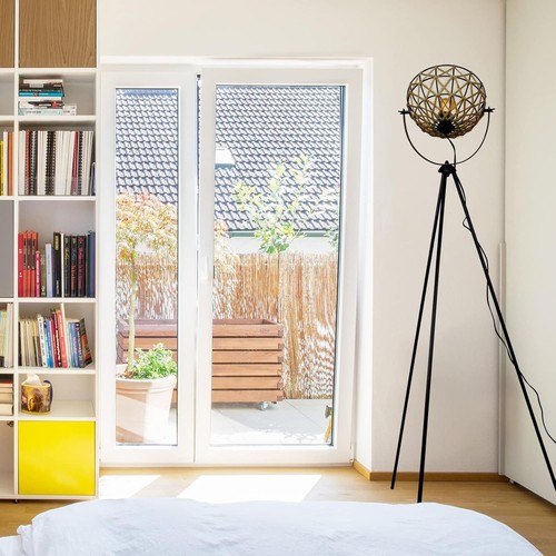 Geometric rattan floor lamp - rattan,