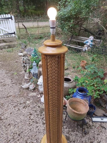 Large vintage wood - and, woven