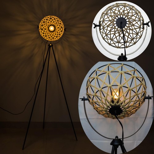 Geometric rattan floor - rattan, lamp