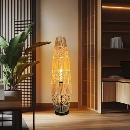 Color rattan floor lamp - rattan,