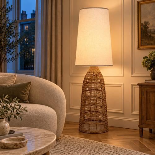 151cm tall rattan floor lamp - 151cm,