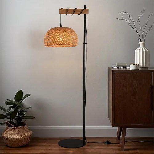 Boho rattan floor lamp with - boho,