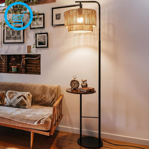 Rattan floor lamp boho - rattan,