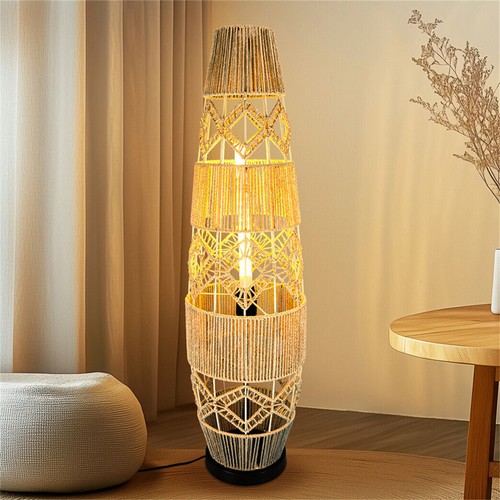 Rattan woven floor lamp - floor, boho