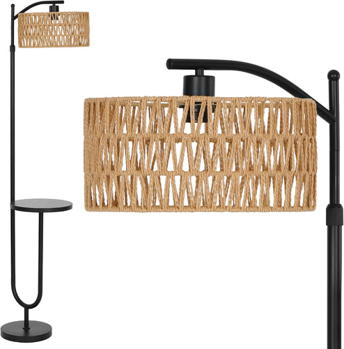 Floor lamp rattan - lamp, table