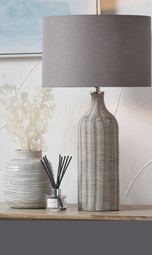 Wicker table floor lamp - wicker,