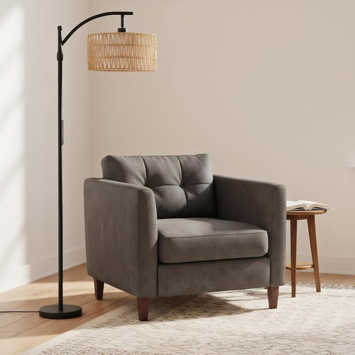 Floor lamp with - with, rattan