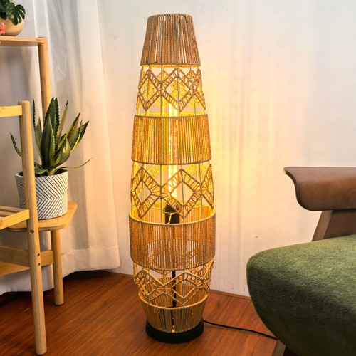 Industrial rattan floor lamp - rattan, 3