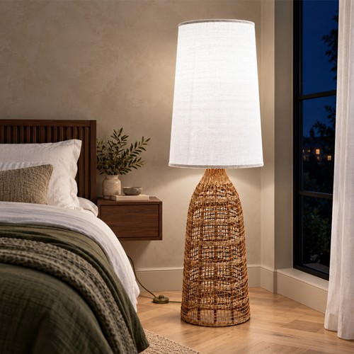 Handwoven seagrass floor lamp - handwoven,